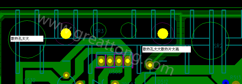 PCB設計中，散熱孔散熱片設計不當，造成很多電源板斷裂