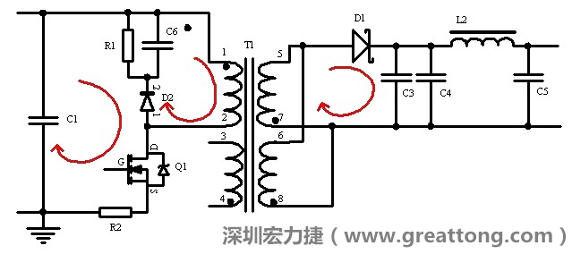 元件布局的時(shí)候，要優(yōu)先考慮高頻脈沖電流和大電流的環(huán)路面積，盡可能地減小,以抑制開關(guān)電源的輻射干擾