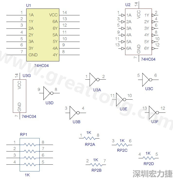 圖1 半導(dǎo)體元件供應(yīng)商所畫的電路圖符號(hào)是模擬元件的接腳圖，而非訊號(hào)流程。