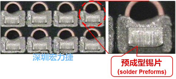  「預(yù)成型錫片(Solder preforms)」是一種擠壓成型的小錫片，可以在PCBA貼片加工時(shí)用來(lái)局部增加錫膏印刷量，幫助因?yàn)槭褂娩摪逵∷⒍芟薜腻a膏量，用來(lái)改善焊錫的品質(zhì)。